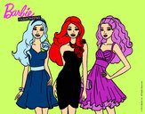 Dibujo Barbie y sus amigas vestidas de fiesta pintado por amalia