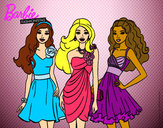 Dibujo Barbie y sus amigas vestidas de fiesta pintado por Camilalove