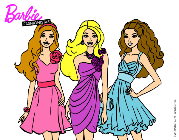 Dibujo Barbie y sus amigas vestidas de fiesta pintado por rossy10