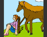 Dibujo Chica y caballo pintado por Partygirl