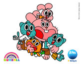 Dibujo Gumball y amigos contentos pintado por Ckotte