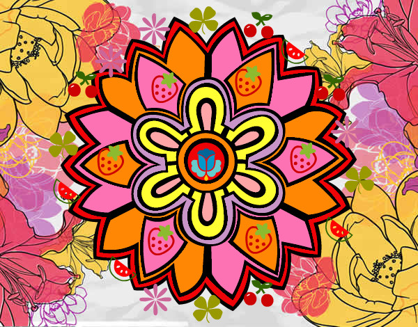 Dibujo Mándala con forma de flor weiss pintado por claromaris