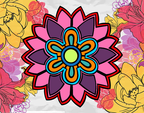 Dibujo Mándala con forma de flor weiss pintado por gatitaluli