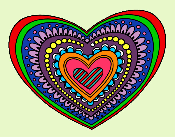 Dibujo Mandala corazón pintado por Euardo