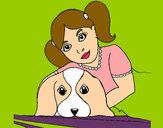 Dibujo Niña abrazando a su perro pintado por harrylu1
