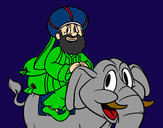 Dibujo Rey Baltasar en elefante pintado por adrianvar