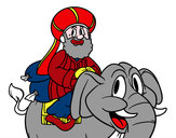 Dibujo Rey Baltasar en elefante pintado por pichla