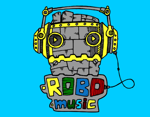 Dibujo Robot music pintado por falcao