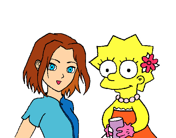 Dibujo Sakura y Lisa pintado por AaronLaura