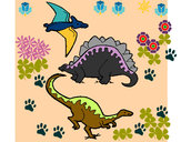 Dibujo Tres clases de dinosaurios pintado por Crisalith
