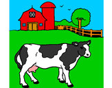 Dibujo Vaca pasturando pintado por mansana