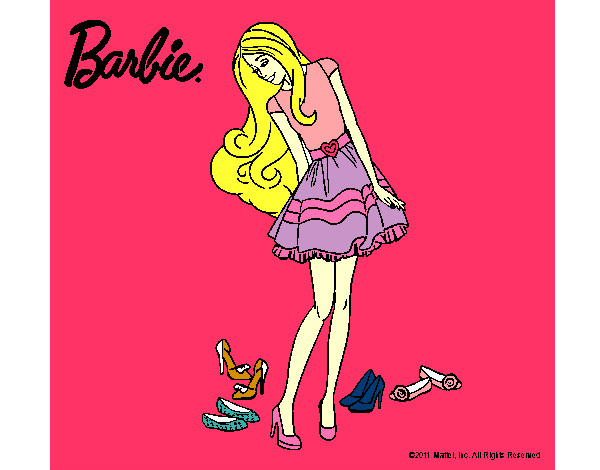 Dibujo Barbie y su colección de zapatos pintado por sofhia