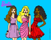 Dibujo Barbie y sus amigas vestidas de fiesta pintado por laperez