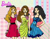Dibujo Barbie y sus amigas vestidas de fiesta pintado por Mariana26