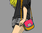 Dibujo Chica con bolso pintado por ruiloba