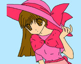 Dibujo Chica con sombrero pamela pintado por mafer11