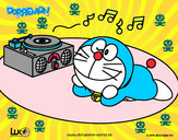 Dibujo Doraemon escuchando música pintado por mayri