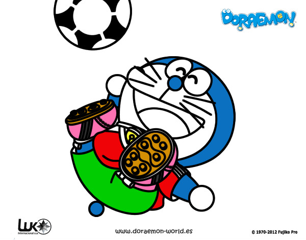 Dibujo Doraemon futbolista pintado por pyry
