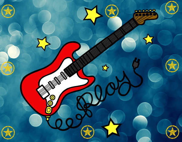 Dibujo Guitarra y estrellas pintado por marcelinnn