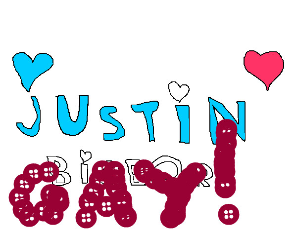 Dibujo Justin Bieber entre corazones pintado por AaronLaura