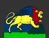 Dibujo León alado pintado por salasar