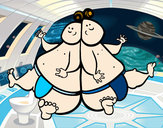 Dibujo Luchadores de sumo pintado por Luci2899