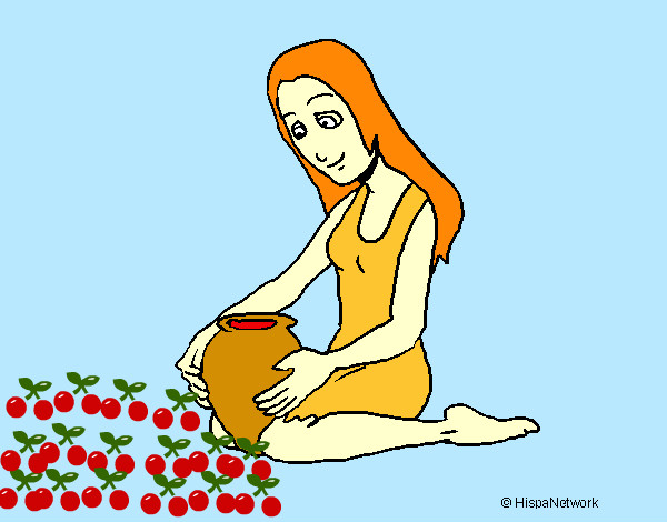 Dibujo Mujer y jarrón pintado por marcelinnn