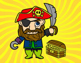 Dibujo Pirata con tesoro pintado por luyjose