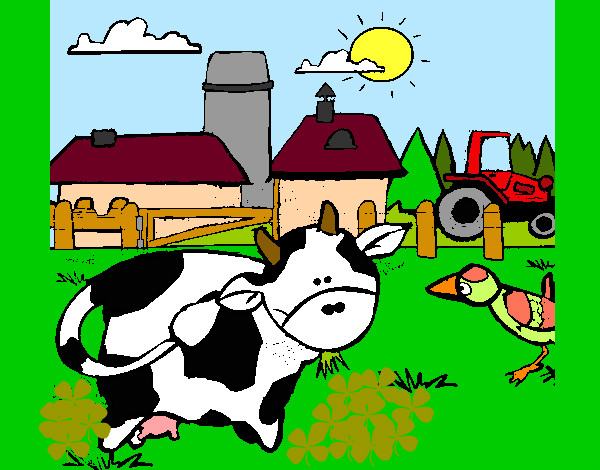 Dibujo de dia de campo con la vaca flora pintado por Micaleo en   el día 30-10-13 a las 01:29:56. Imprime, pinta o colorea tus propios dibujos !