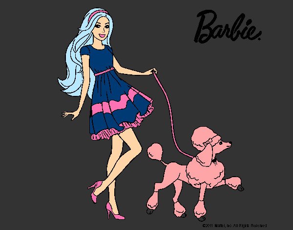 Barbie paseando a su mascota