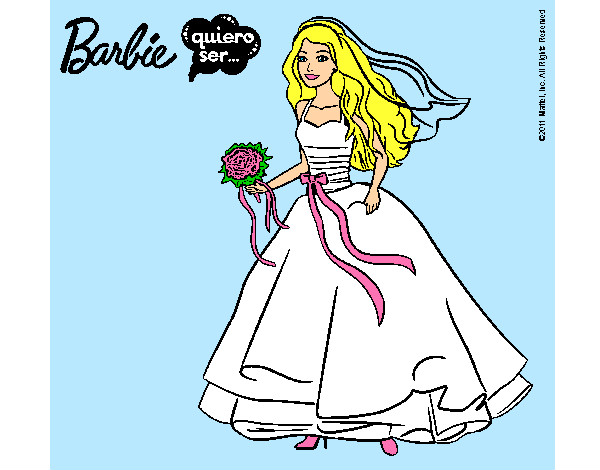 Dibujo Barbie vestida de novia pintado por natimar