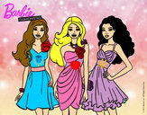Dibujo Barbie y sus amigas vestidas de fiesta pintado por Naiarap