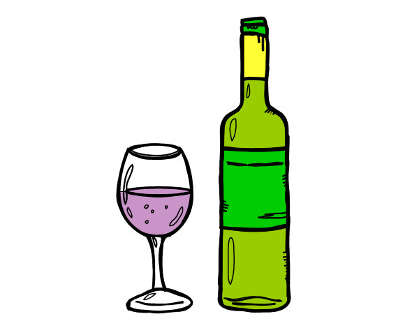 Dibujo Botella de vino y copa pintado por yoiner