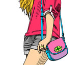 Dibujo Chica con bolso pintado por girlslinda