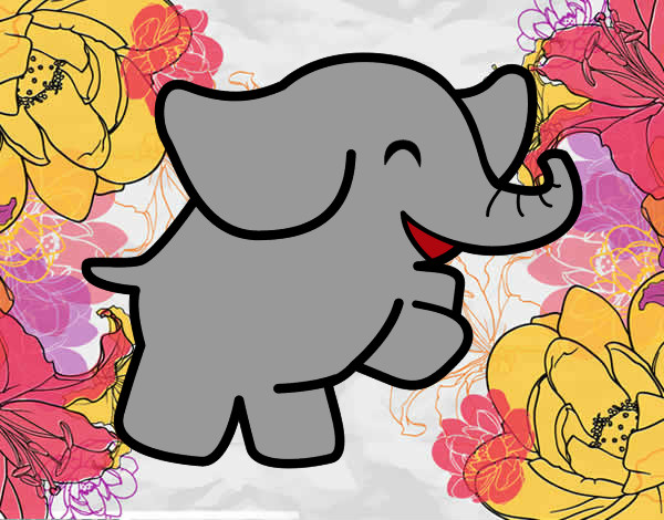 Dibujo Elefante bailarín pintado por brillanty
