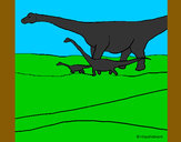 Dibujo Familia de Braquiosaurios pintado por 01-12Jesus