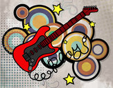 Dibujo Guitarra y estrellas pintado por lailaaa