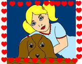 Dibujo Niña abrazando a su perro pintado por mariana17