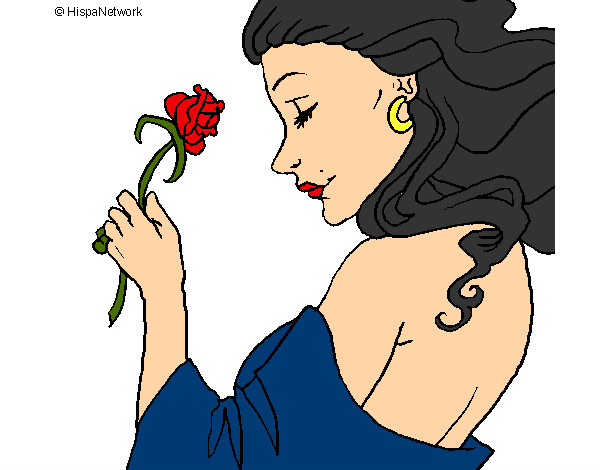 Dibujo Princesa con una rosa pintado por lailaaa