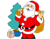 Dibujo Santa Claus y un árbol de navidad pintado por sulbaran