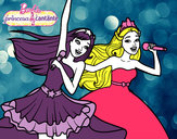 Dibujo Barbie y la princesa cantando pintado por nahir2002