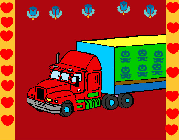 Dibujo Camión tráiler pintado por maxxi