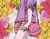 Dibujo Chica con bolso pintado por moro