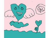 Dibujo Corazón con alas pintado por LuzValenti