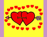 Dibujo Dos corazones con una flecha pintado por SinaiV