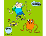 Dibujo Finn y Jake escuchando música pintado por Fran-Fran