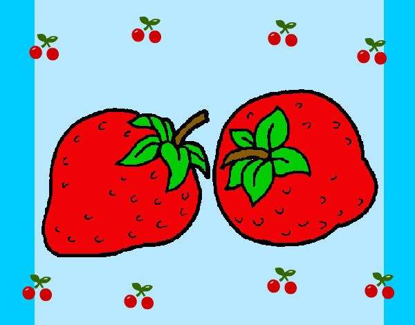 Dibujo fresas pintado por adricasa