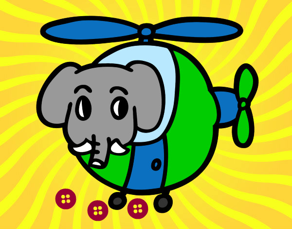 Helióptero con elefante
