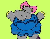 Dibujo Hipopótama con lazo pintado por kittylove