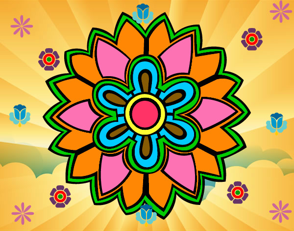 Dibujo Mándala con forma de flor weiss pintado por camilululu